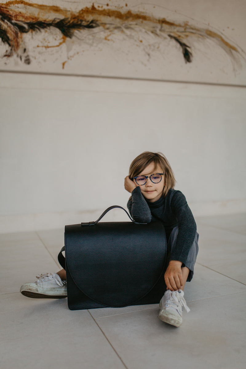 Sac d'école moyen | noir structuré