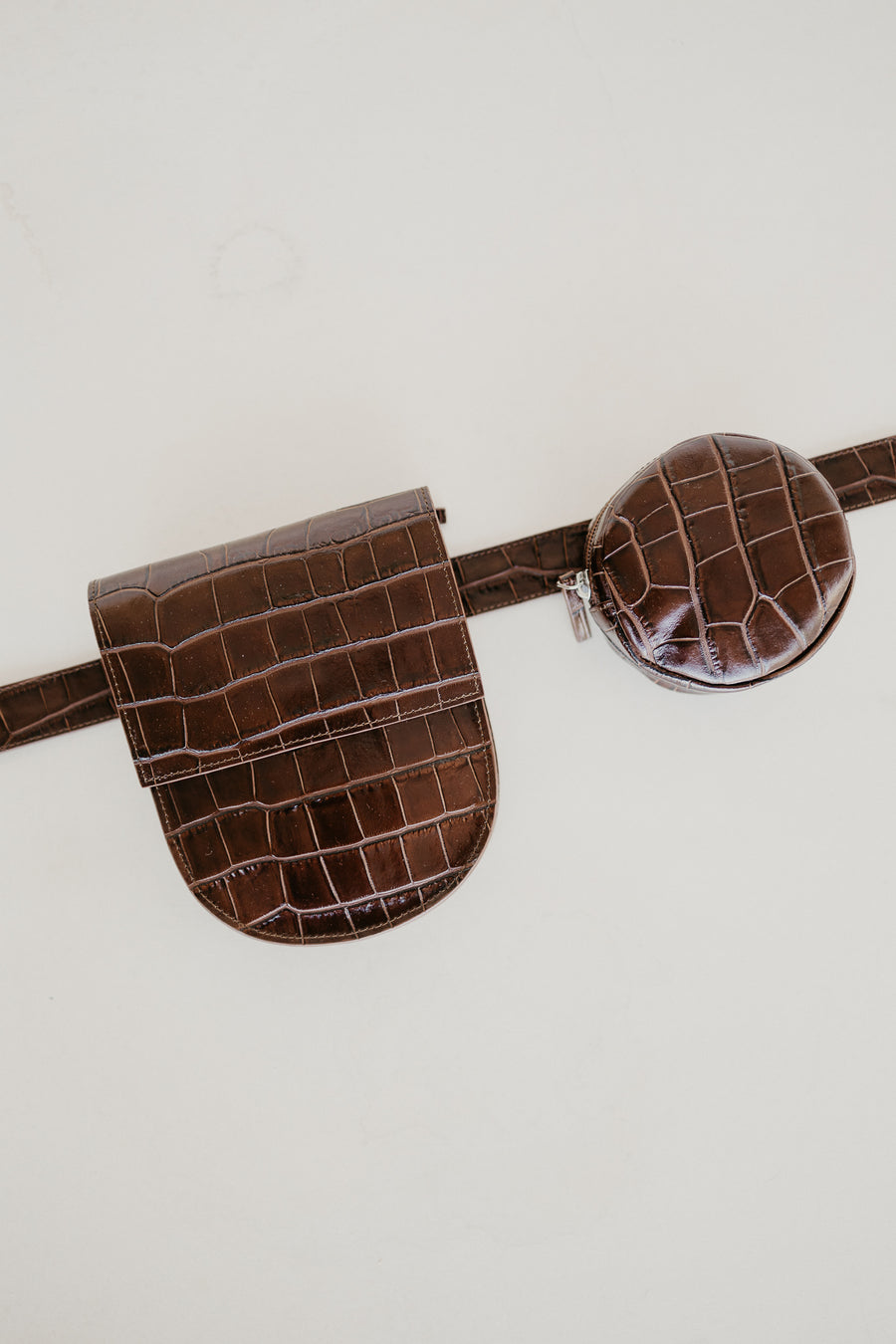 Belt Bag: Belt XL Chocolate Croco + Half Moon Chocolate Croco + Pastille Belt Chocolate Croco