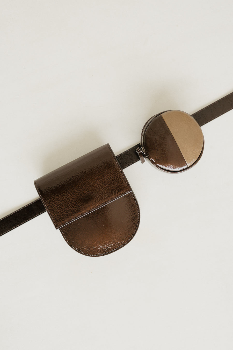 Belt Bag: Belt XL Chocolate Stone + Half Moon Chocolate Stone + Pastille Belt Demi Chocolate / Biscuit Stone