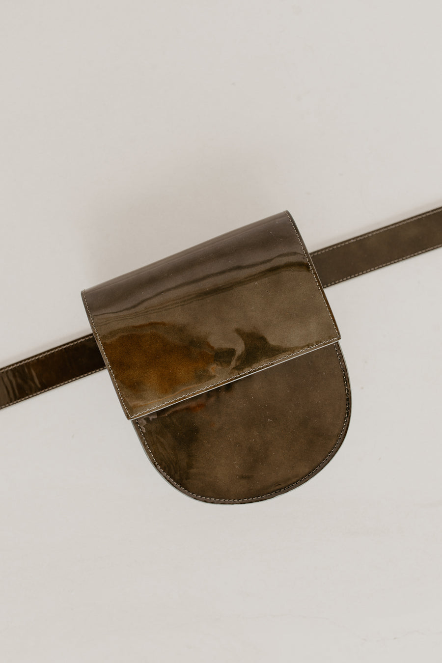Belt Bag: Belt XL Khaki Laqué + Half Moon Khaki Laqué