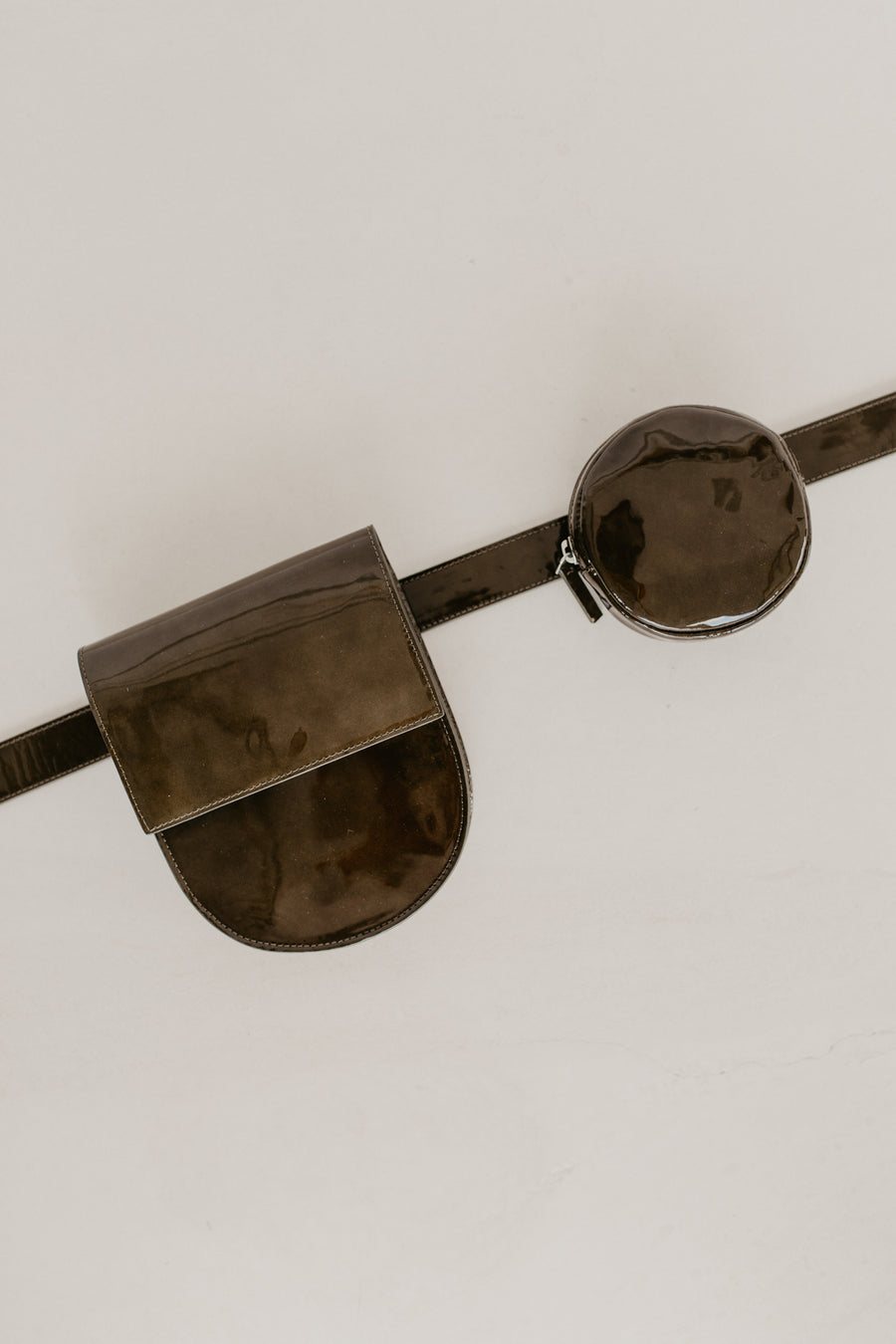 Belt Bag: Belt XL Khaki Laqué + Half Moon Khaki Laqué + Pastille Khaki Laqué