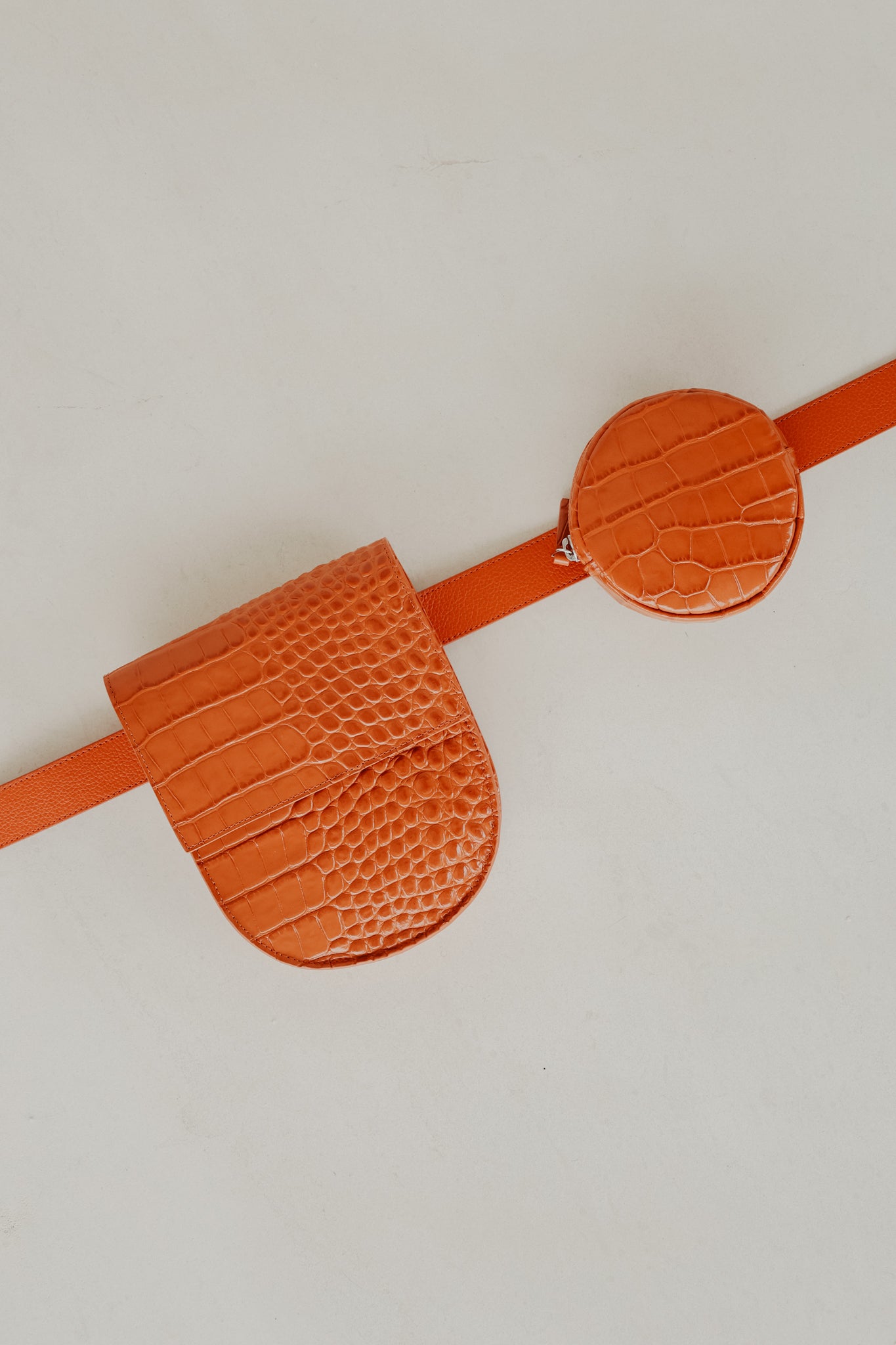 Belt Bag: Belt XL Roest Structured + Half Moon Orange Croco + Pastille Belt Orange Croco