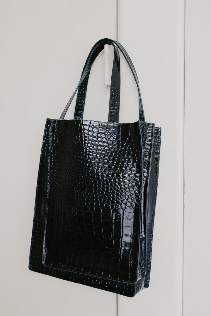 Double Shopper | Night Blue Croco
