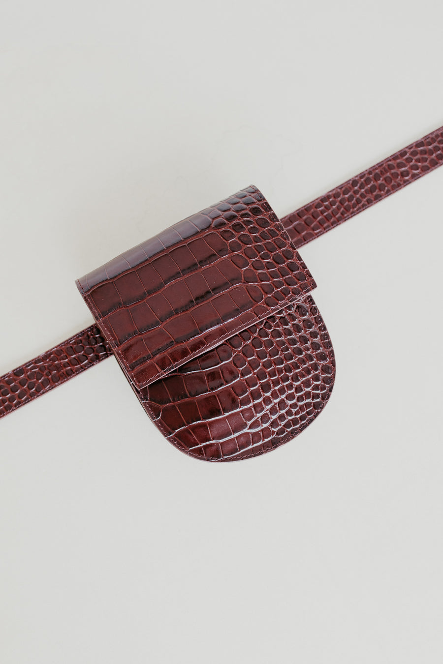 Belt Bag: Belt XL Wine Croco + Half Moon Wine Croco
