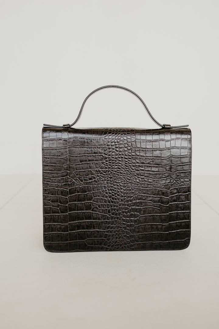 Midi Briefcase 2.0 | Ebony Croco