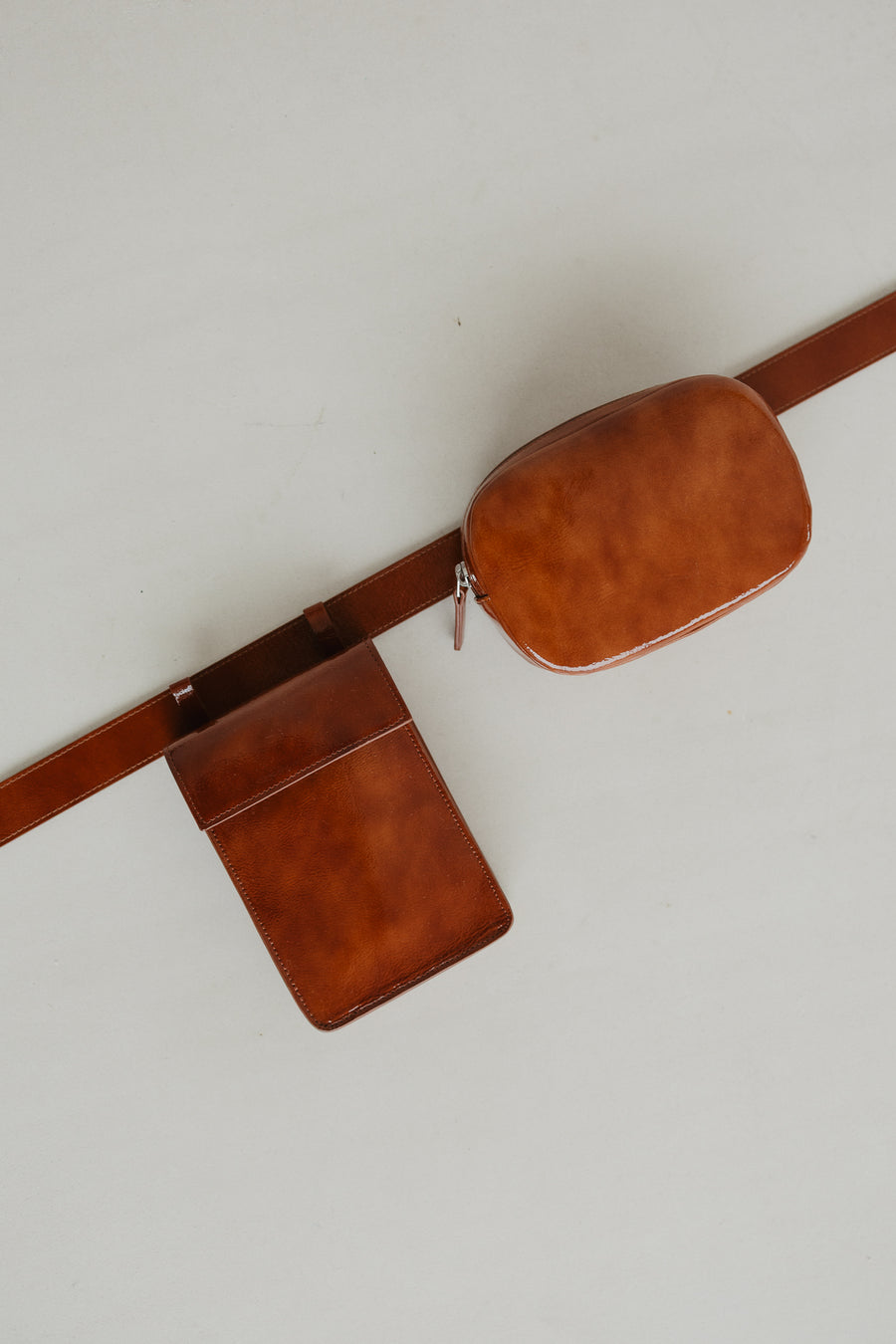 Belt Bag: Belt XL Chestnut Stone + Oval Belt Chestnut Stone + Rectangle Chestnut Stone