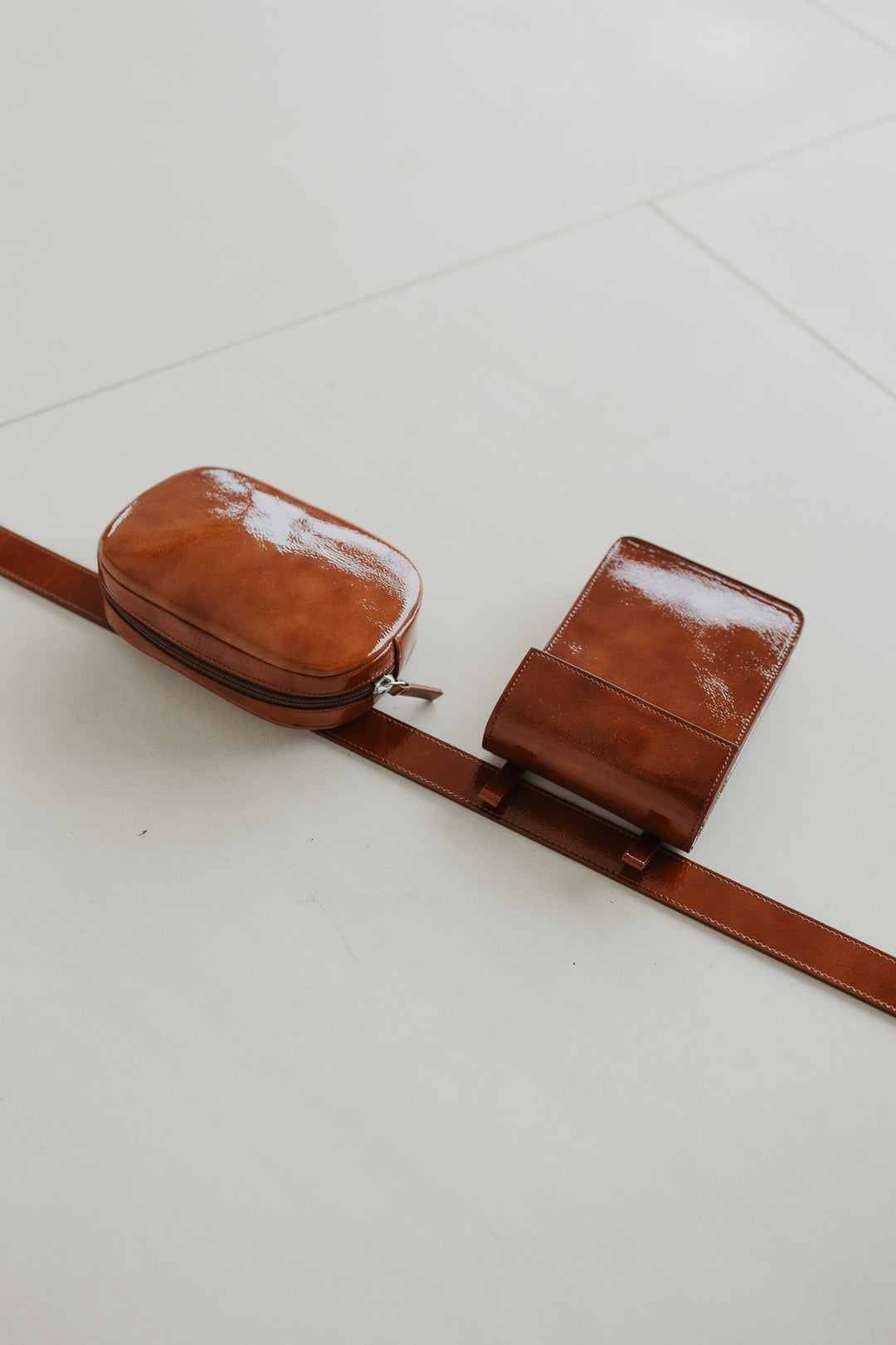 Belt Bag: Belt XL Chestnut Stone + Oval Belt Chestnut Stone + Rectangle Chestnut Stone