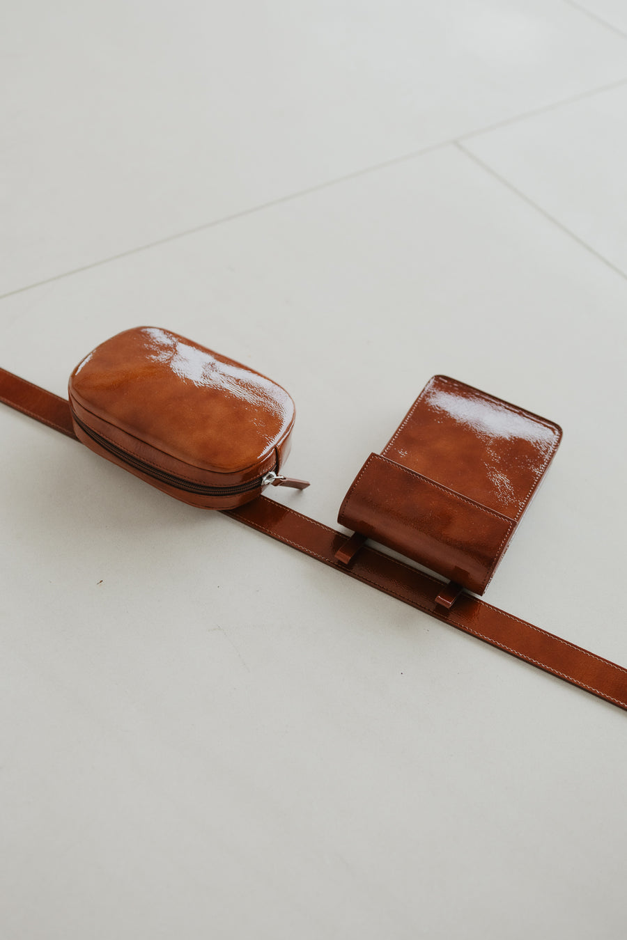 Belt Bag: Belt XL Chestnut Stone + Oval Belt Chestnut Stone + Rectangle Chestnut Stone