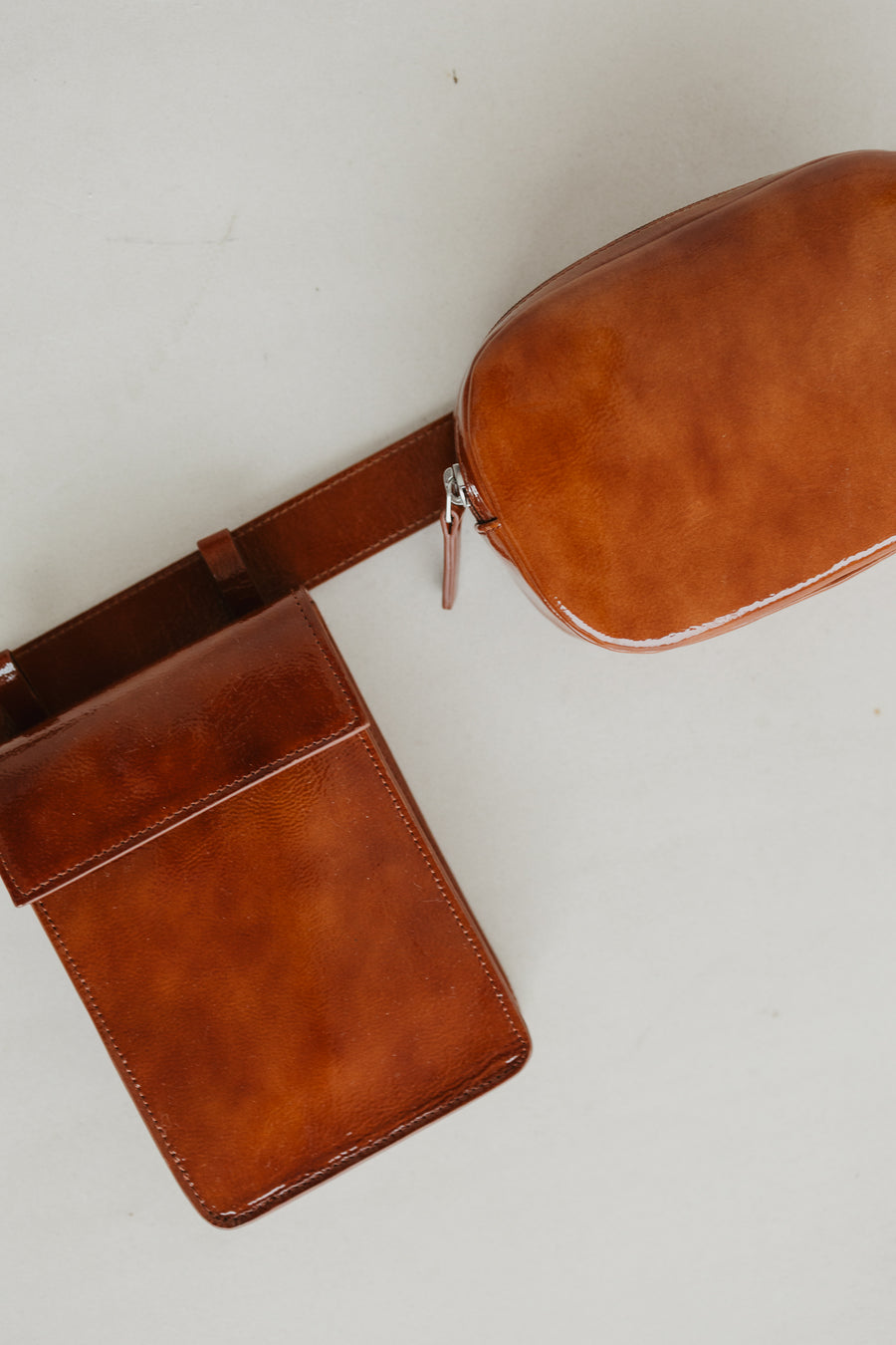 Belt Bag: Belt XL Chestnut Stone + Oval Belt Chestnut Stone + Rectangle Chestnut Stone