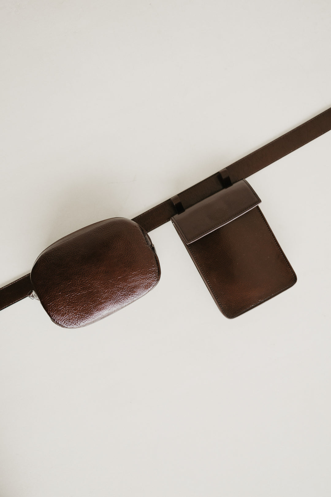 Belt Bag: The Belt XL Chocolate Stone + Rectangle Chocolate Stone + Oval Belt Chocolate Stone