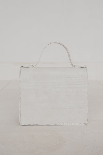 Mini Briefcase | White Croco Mat
