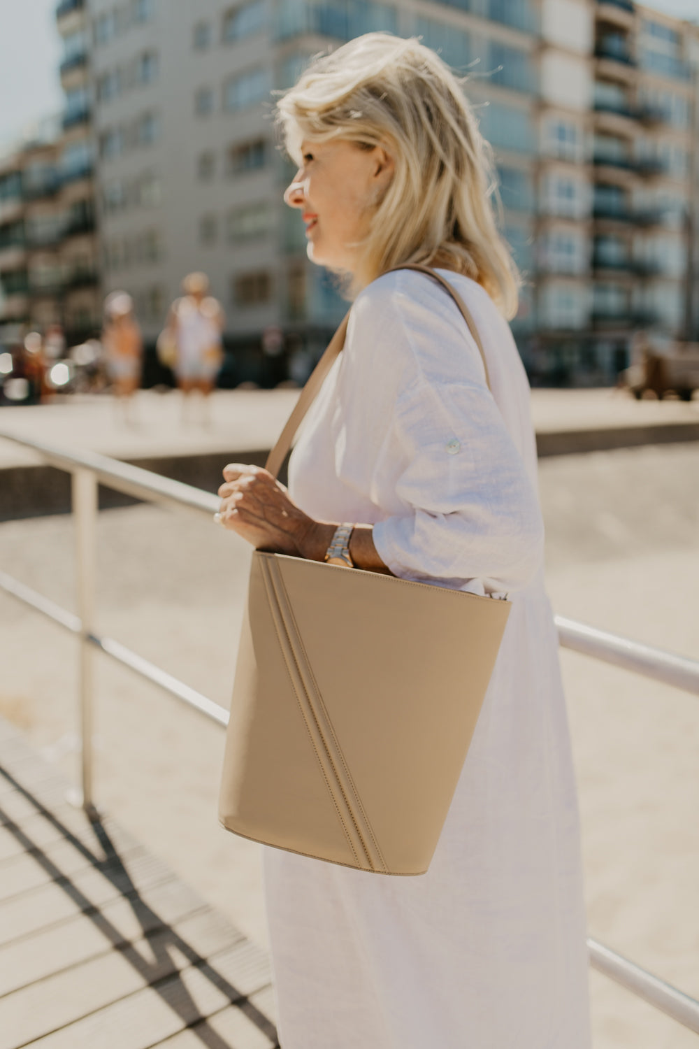 Beige on sale bucket bag