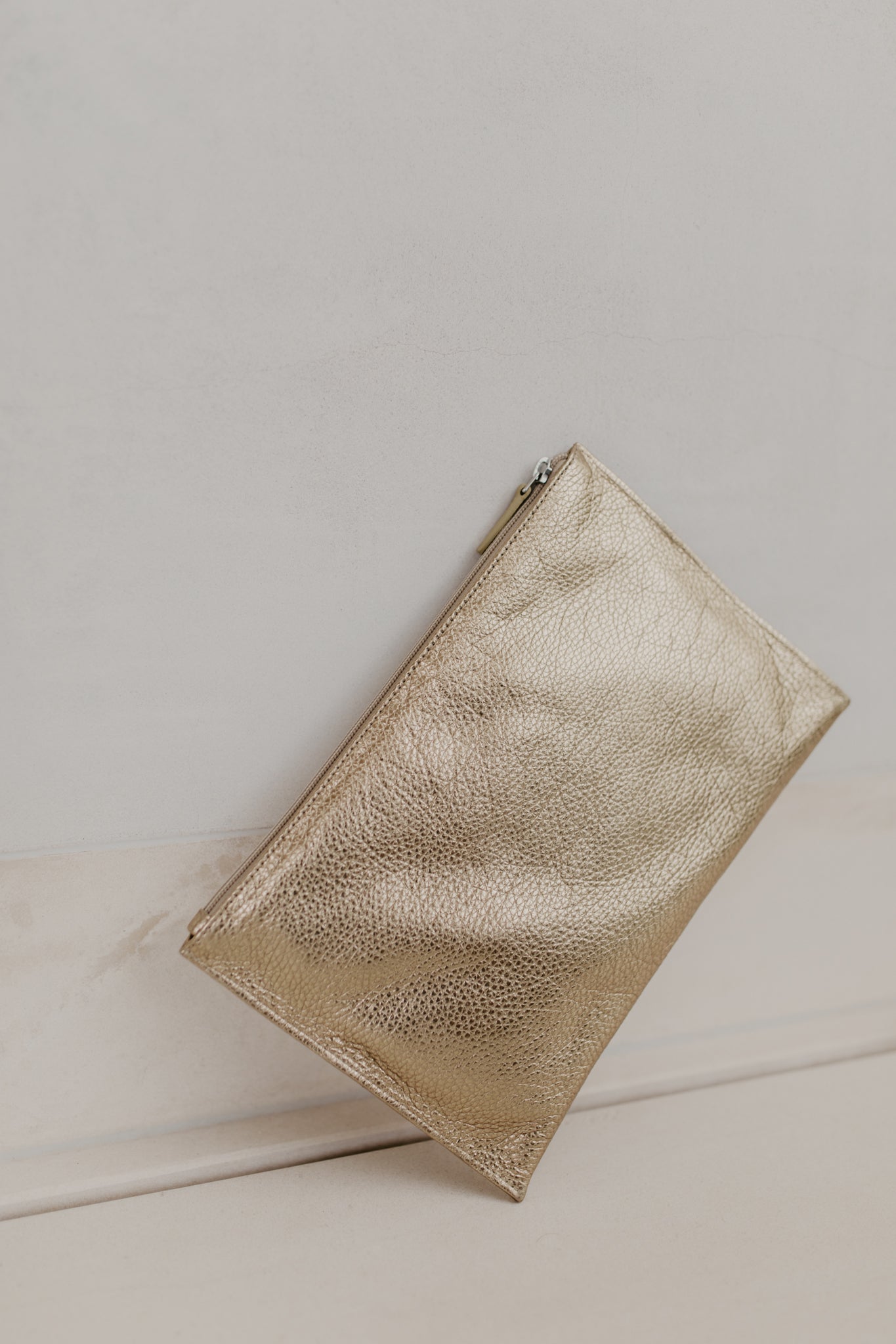 Bridal Collection | Zip Clutch Soft Gold Structured