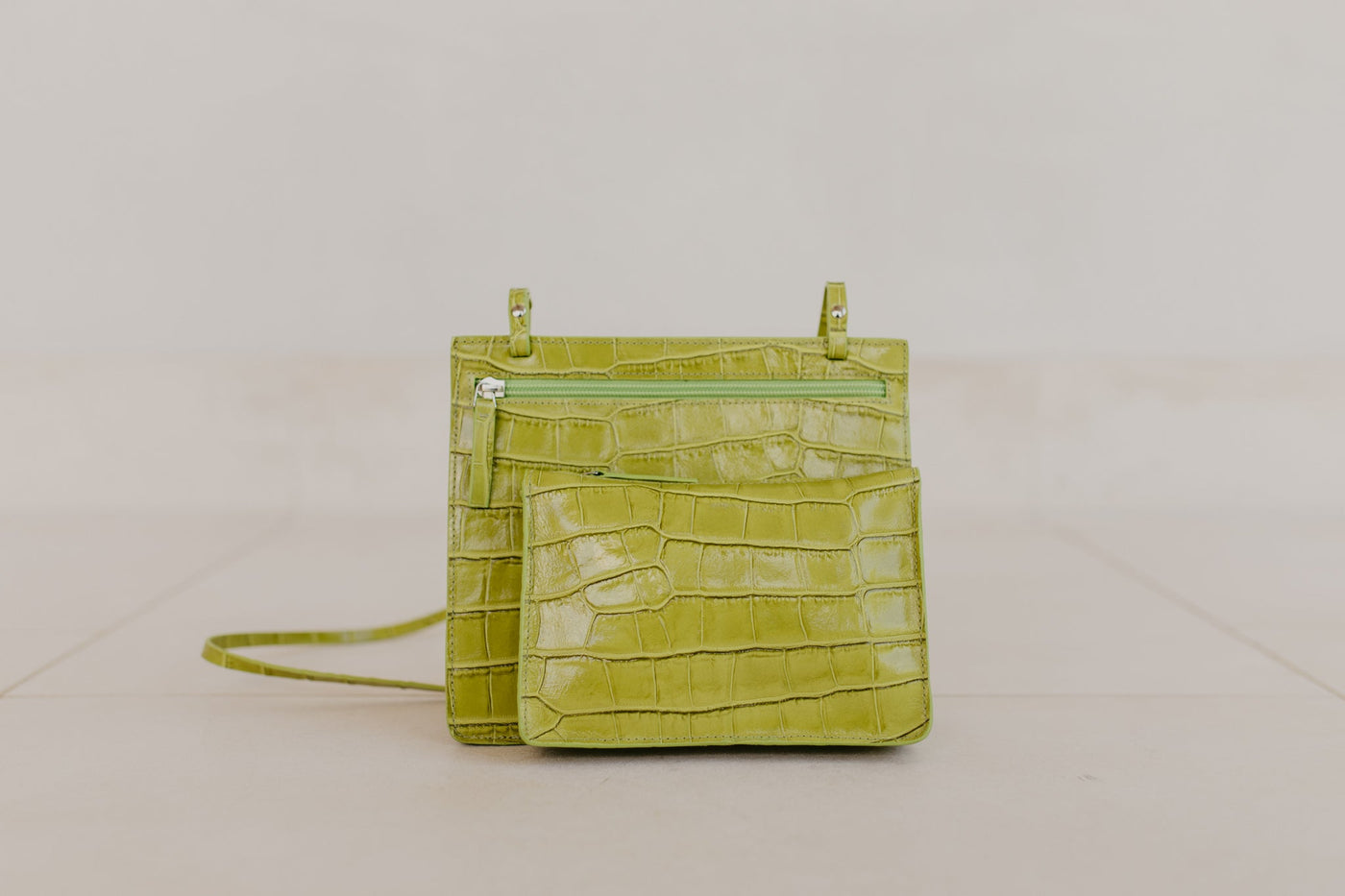 Double Pouch | Lime Croco