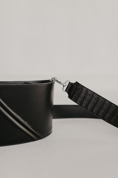 Boat Bag | Black / Black Woven Strap