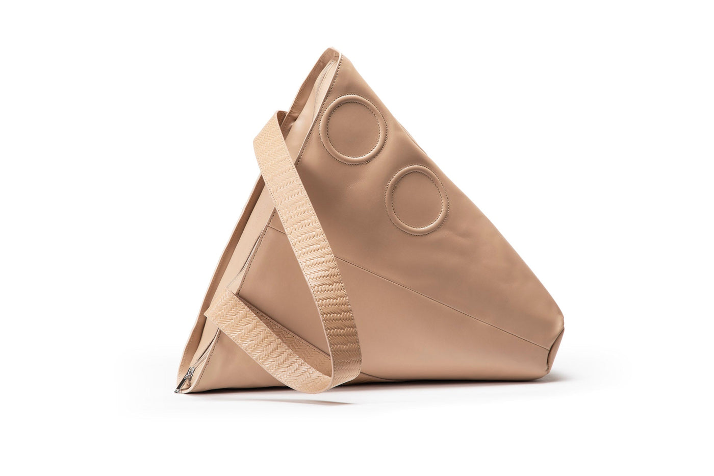 Triangular Shopper | Beige / Woven Strap