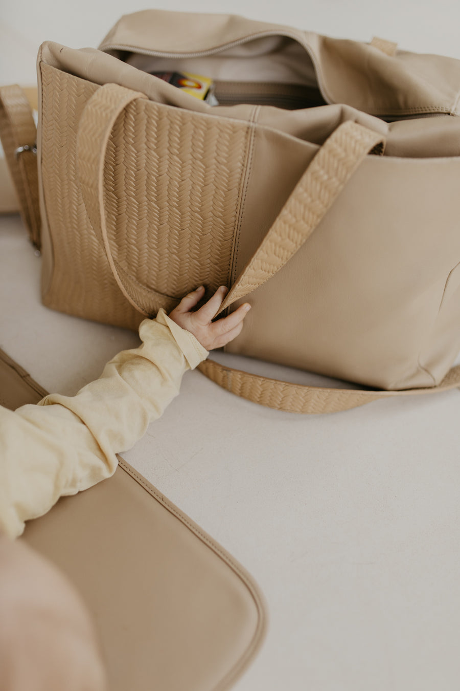 Le sac maman | Beige tissé