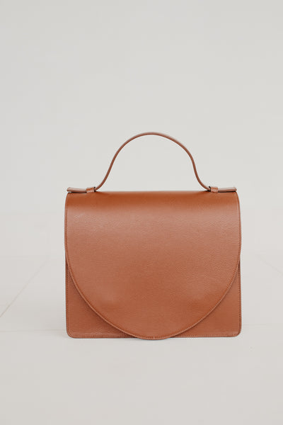 Midi Briefcase | Dark Cognac Structured