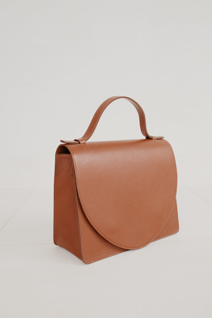 Mini porte-documents | Dark Cognac Structured