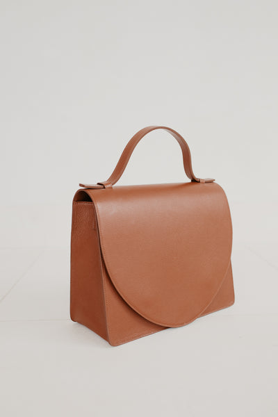 Midi Briefcase | Dark Cognac Structured