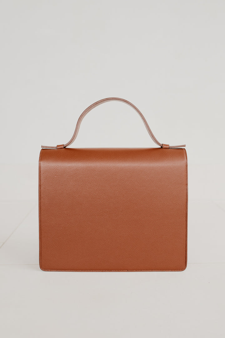 Mini porte-documents | Dark Cognac Structured