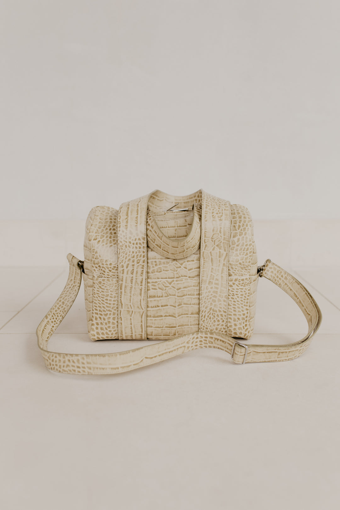 Mini sac de bowling | Beige Croco