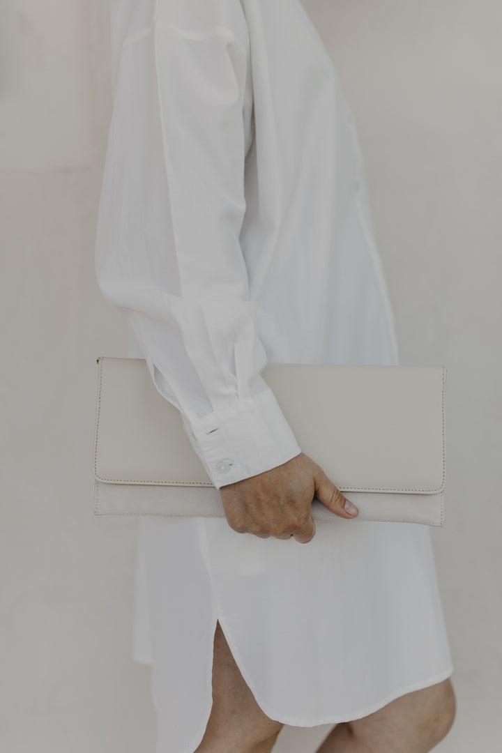 Bridal Collection | Pochette pliée Combi White Suède