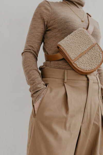 Sac ceinture : Belt XL Cognac + Half Moon Teddy Cognac