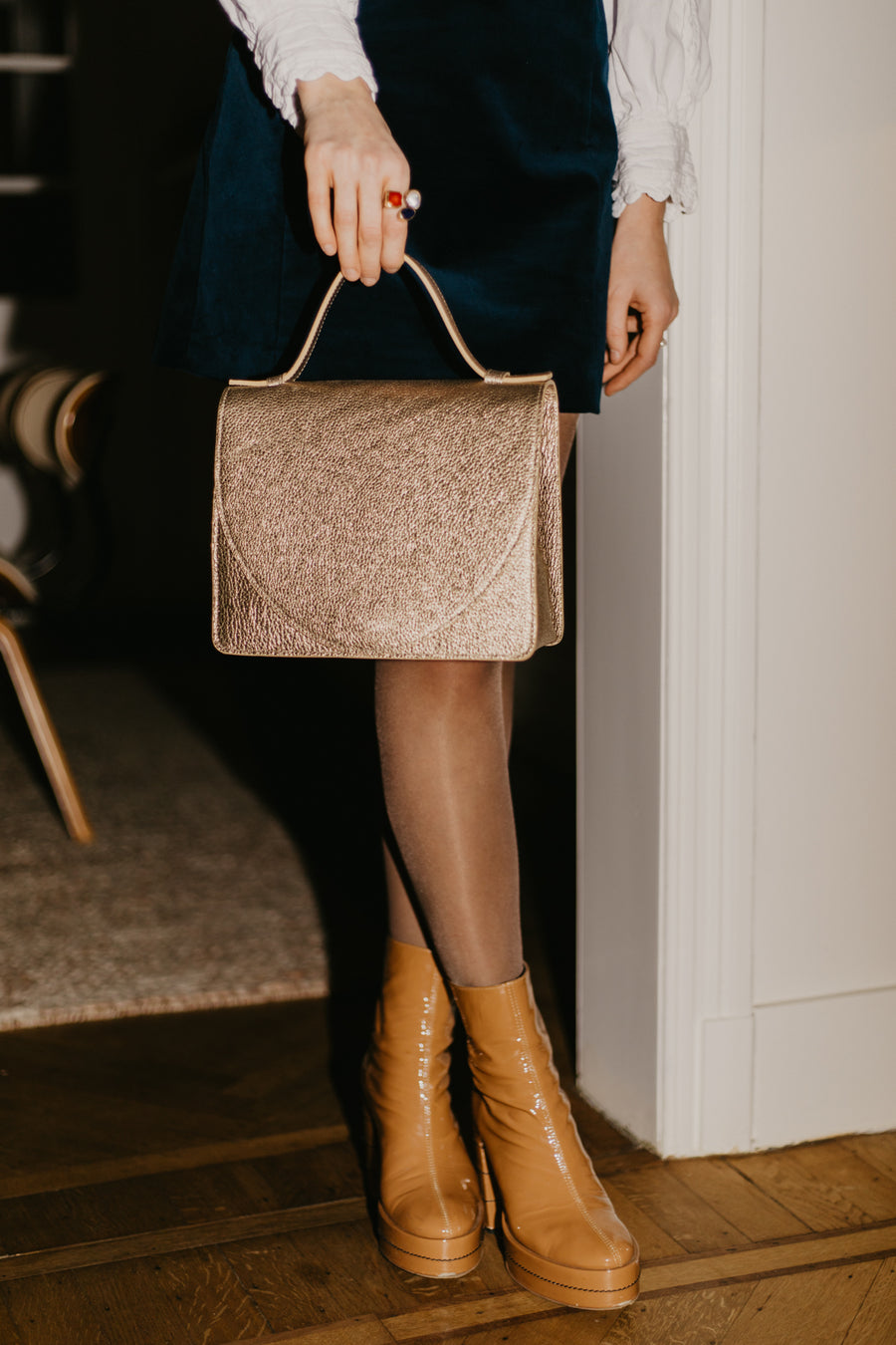 Mini Briefcase | Soft Gold Structured