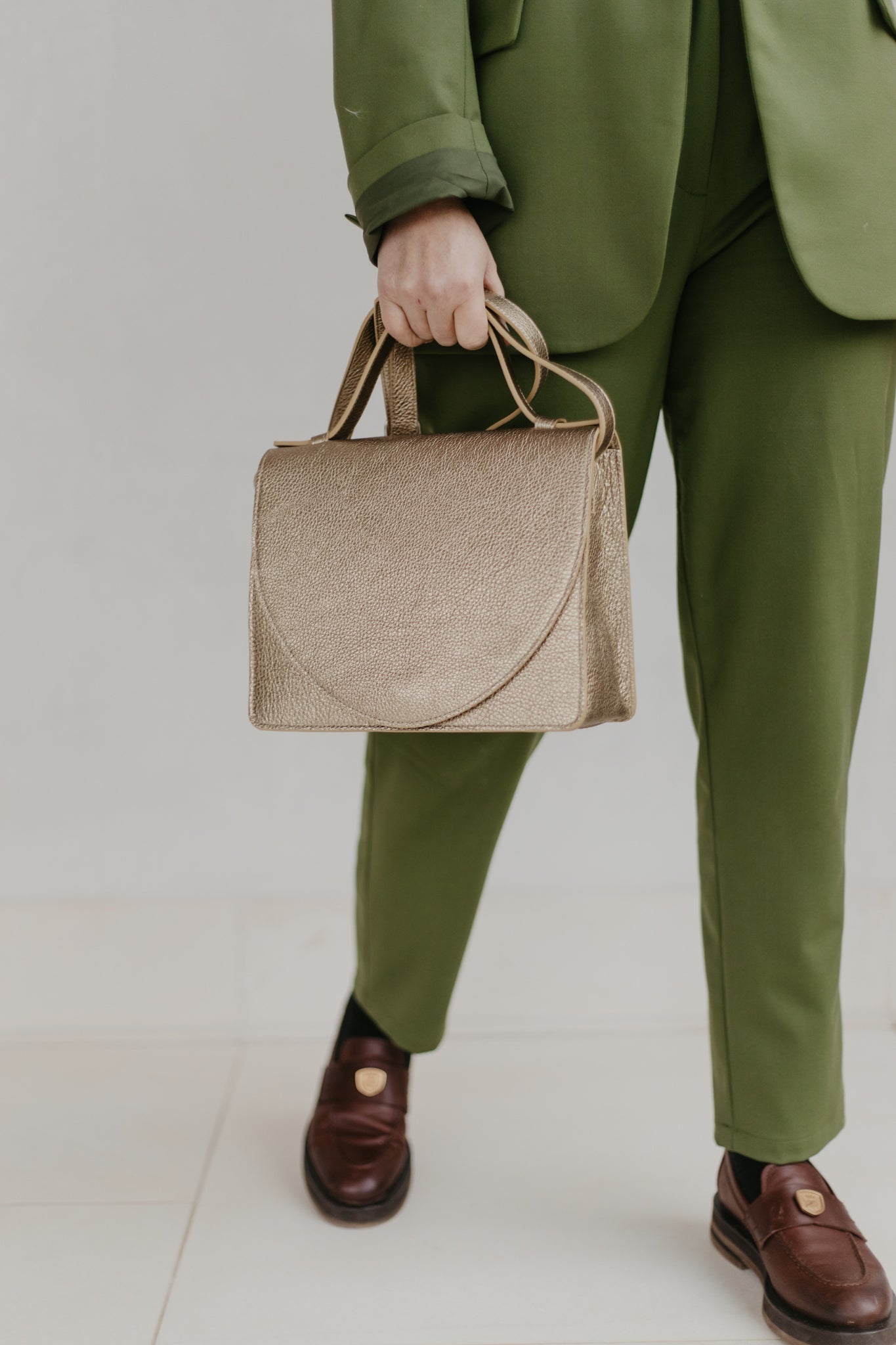 Mini Briefcase | Soft Gold Structured