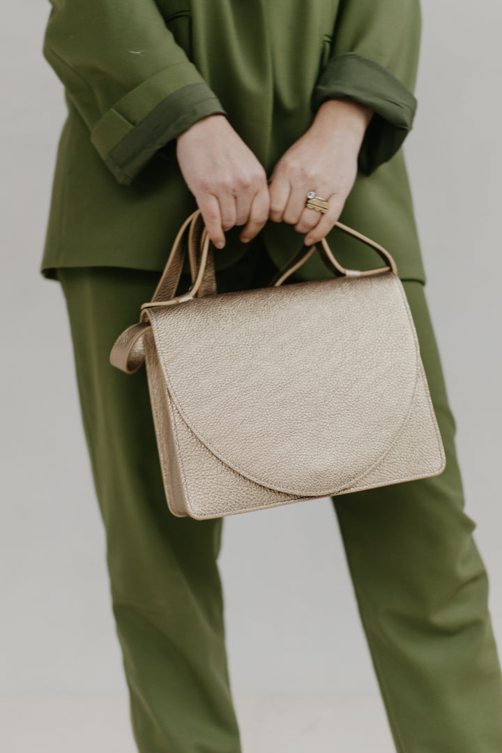 Mini Briefcase | Soft Gold Structured