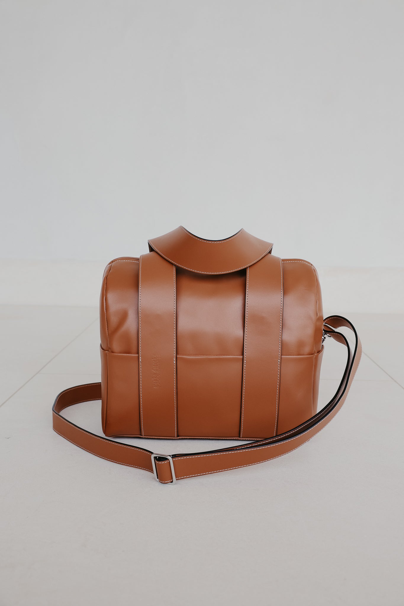 Mini Bowling Bag | Stitched Tricolor Cognac