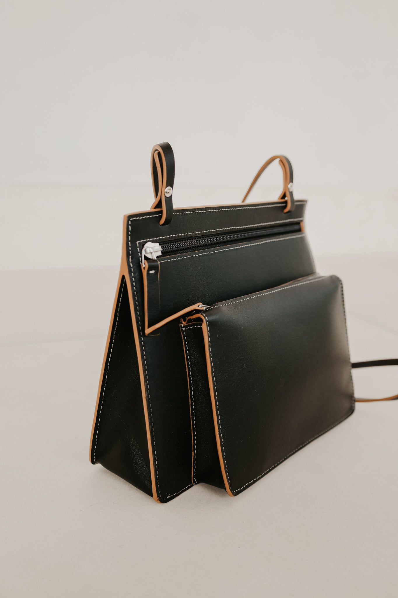 Double Pouch | Stitched Tricolor Black