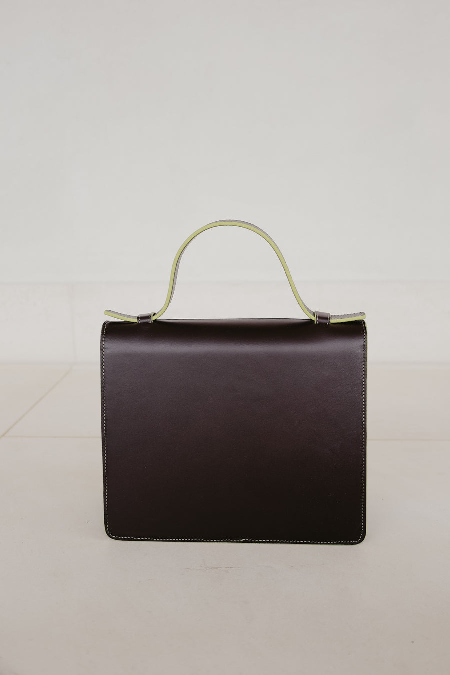 Mini Briefcase | Stitched Ebony / Lime