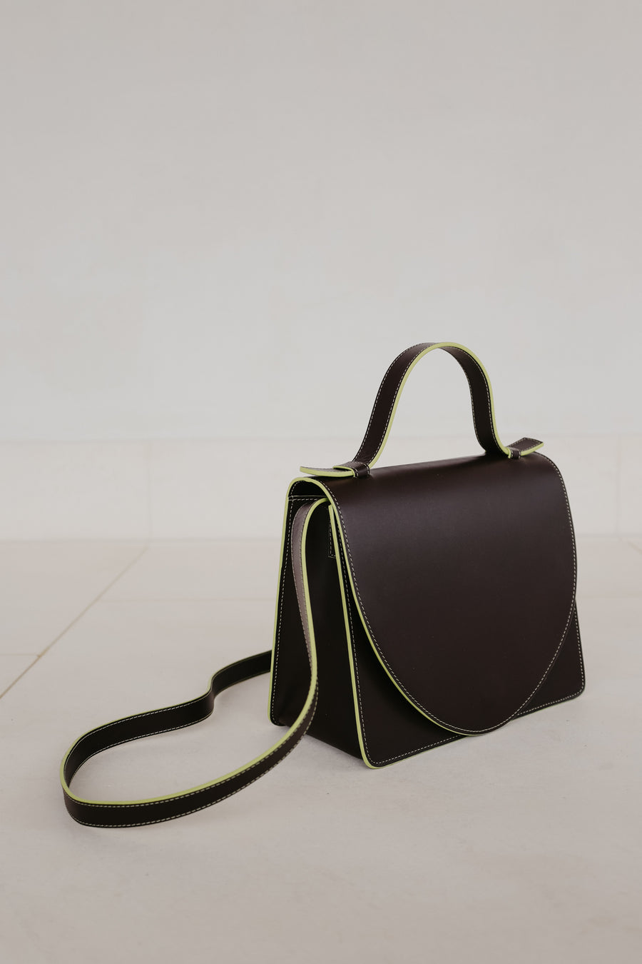 Mini Briefcase | Stitched Ebony / Lime