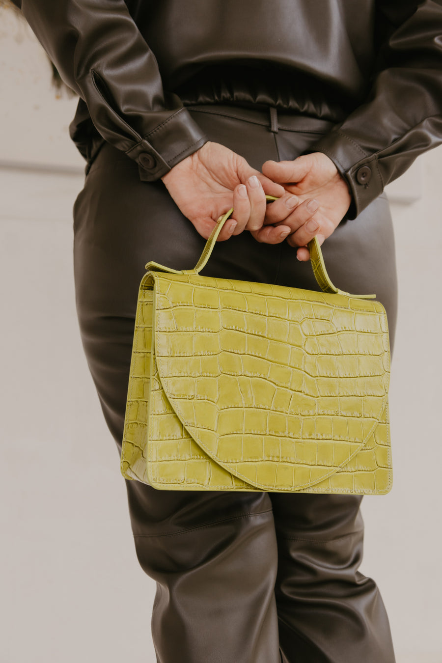 Mini porte-documents | Lime Croco