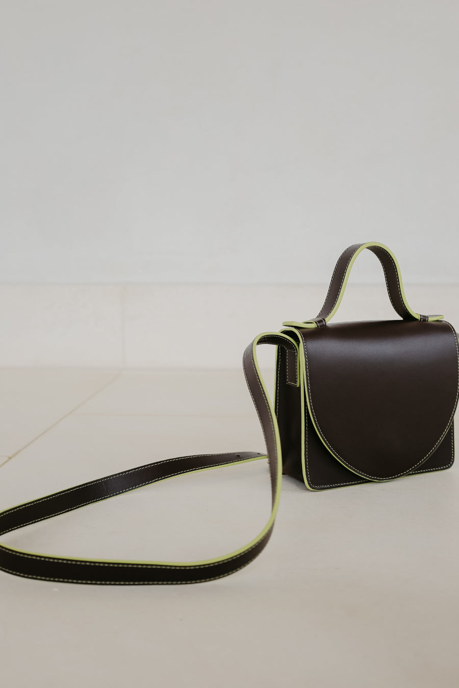 Micro Briefcase | Stitched Ebony / Lime