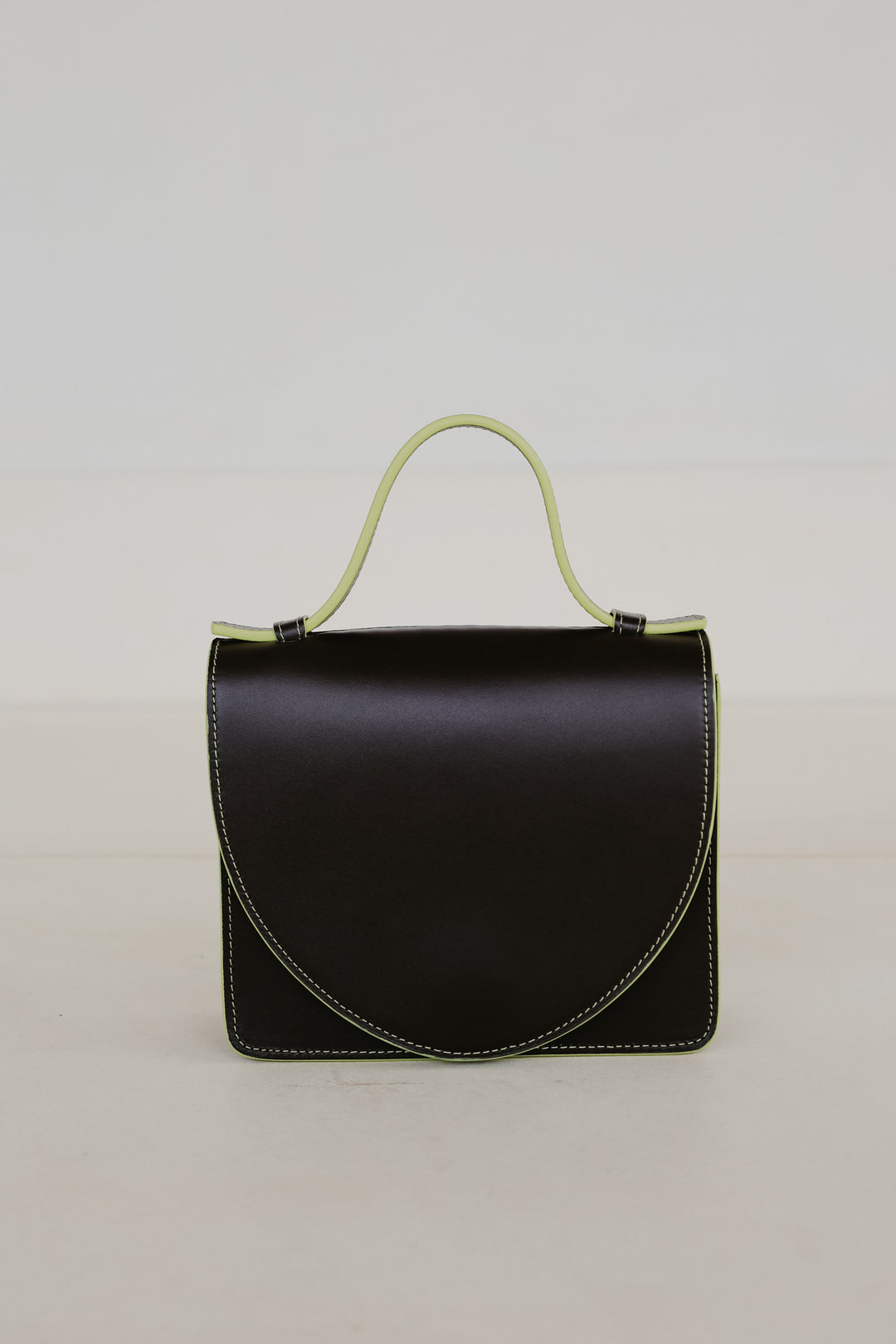 Micro Briefcase | Stitched Ebony / Lime