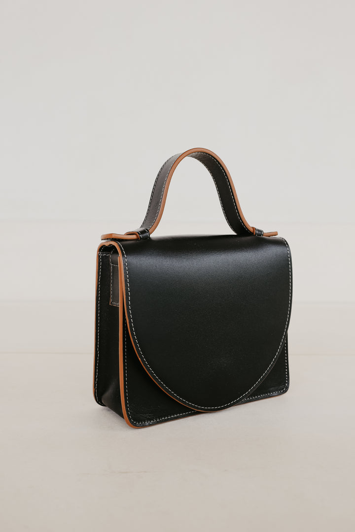 Micro Briefcase | Stitched Tricolor Black