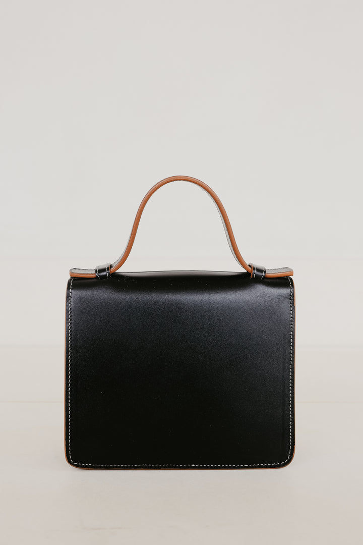 Micro Briefcase | Stitched Tricolor Black