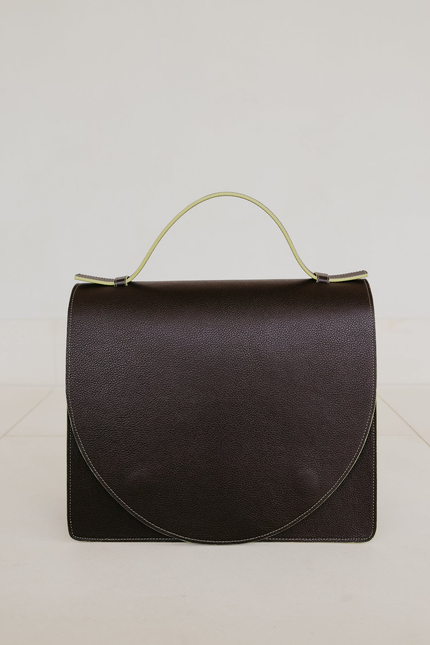 Midi Briefcase 2.0 | Stitched Ebony / Lime Structured