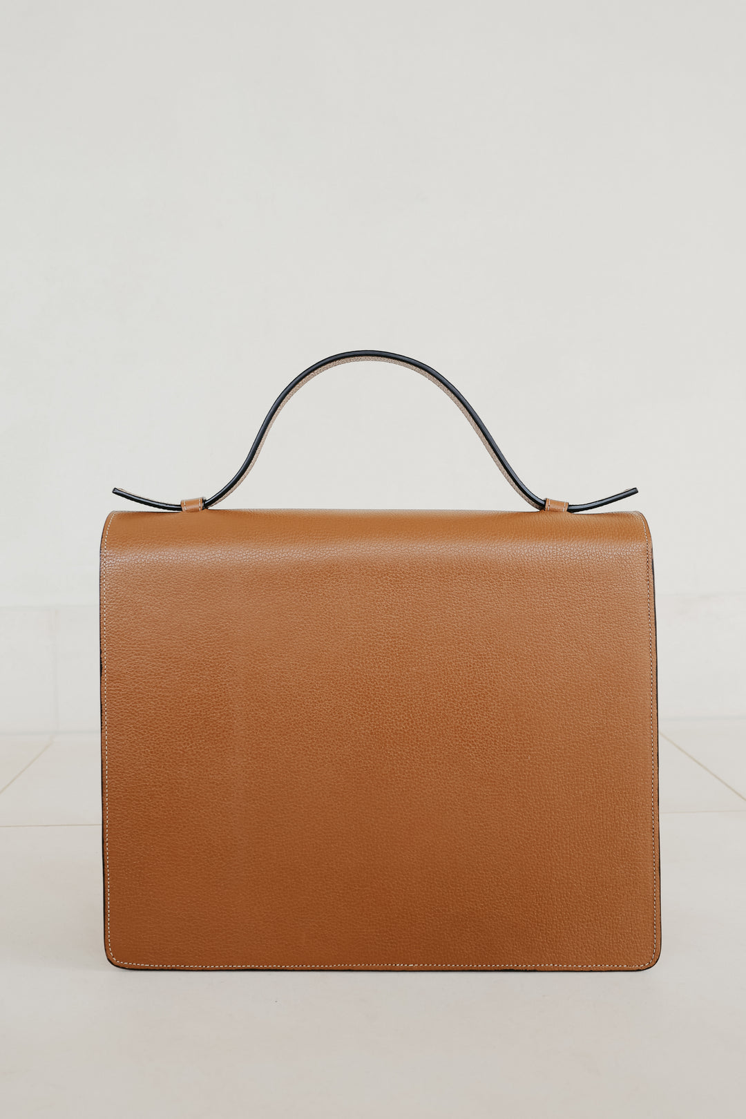 Midi Briefcase 2.0 | Stitched Tricolor Cognac Structured