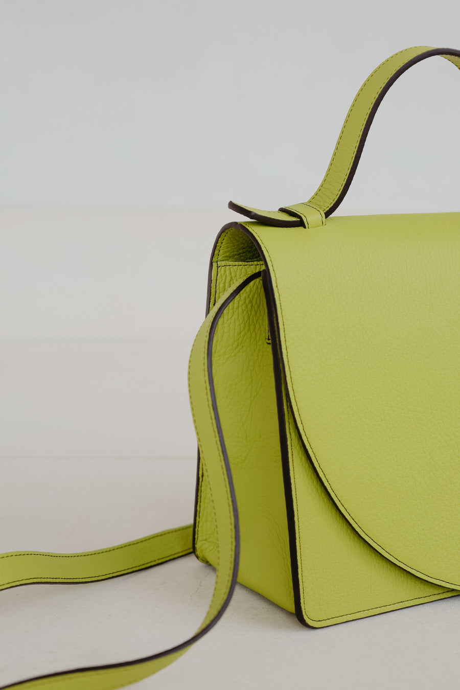 Mini Briefcase | Stitched Lime / Ebony Structured