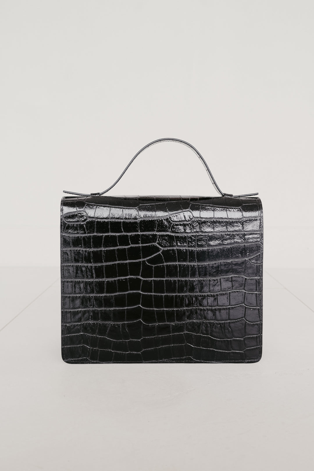 Midi Briefcase 2.0 | Black Croco Glans