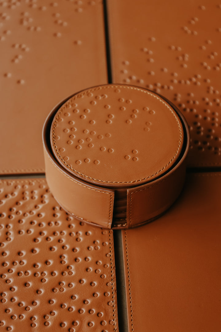 Coaster Set (10) Dots | Cognac