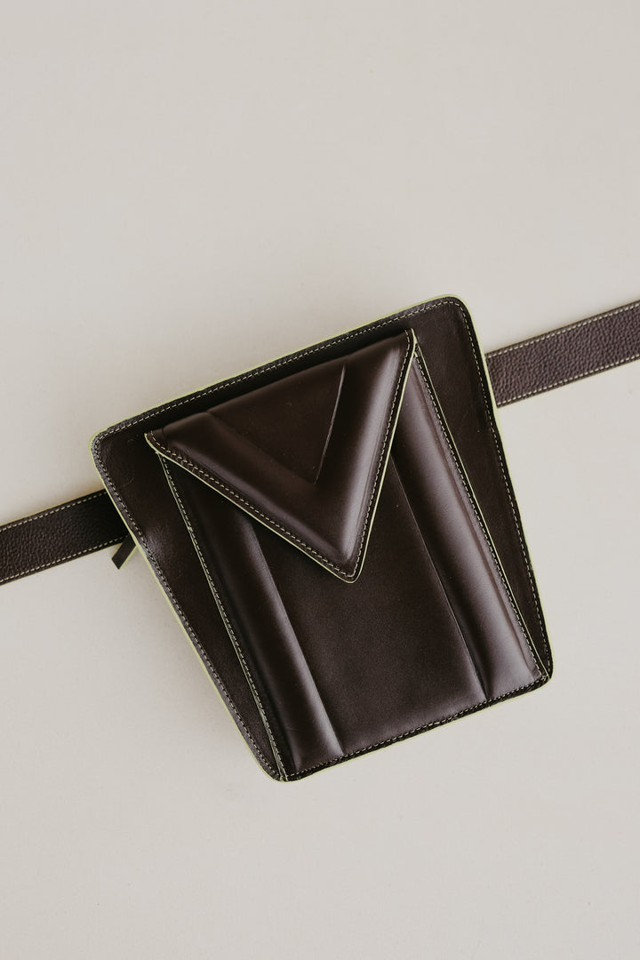 Belt Bag: Belt XL Stitched Ebony / Lime + Trapezium M Stitched Ebony / Lime