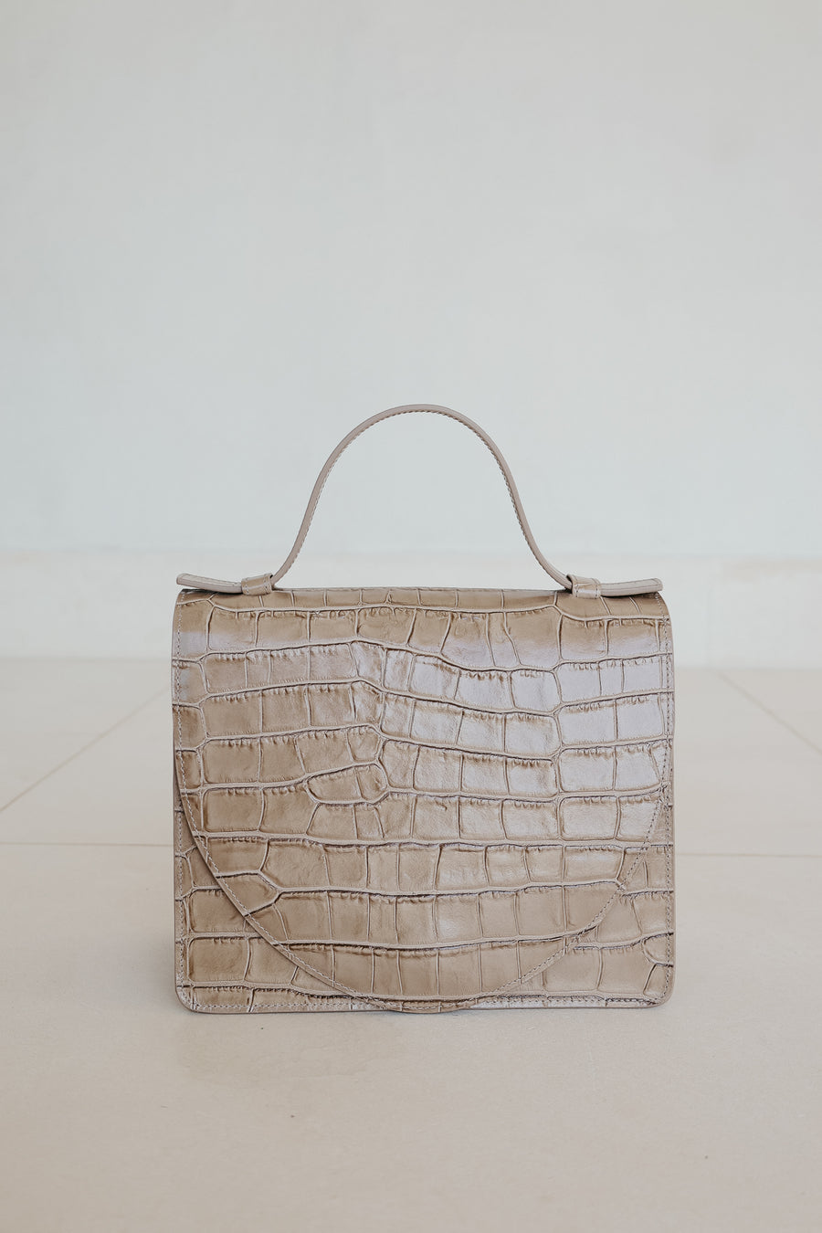 Mini porte-documents | Taupe Croco