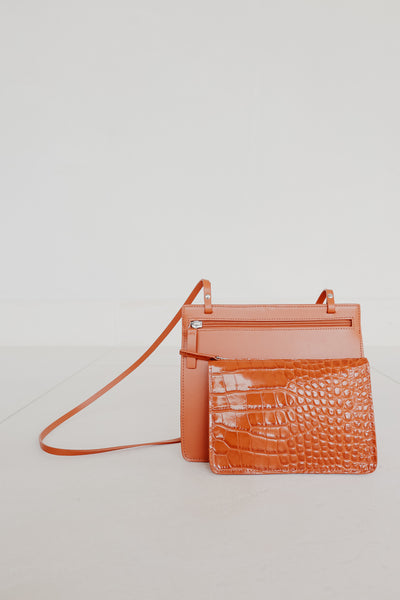 Double Pouch | Combi Orange Croco