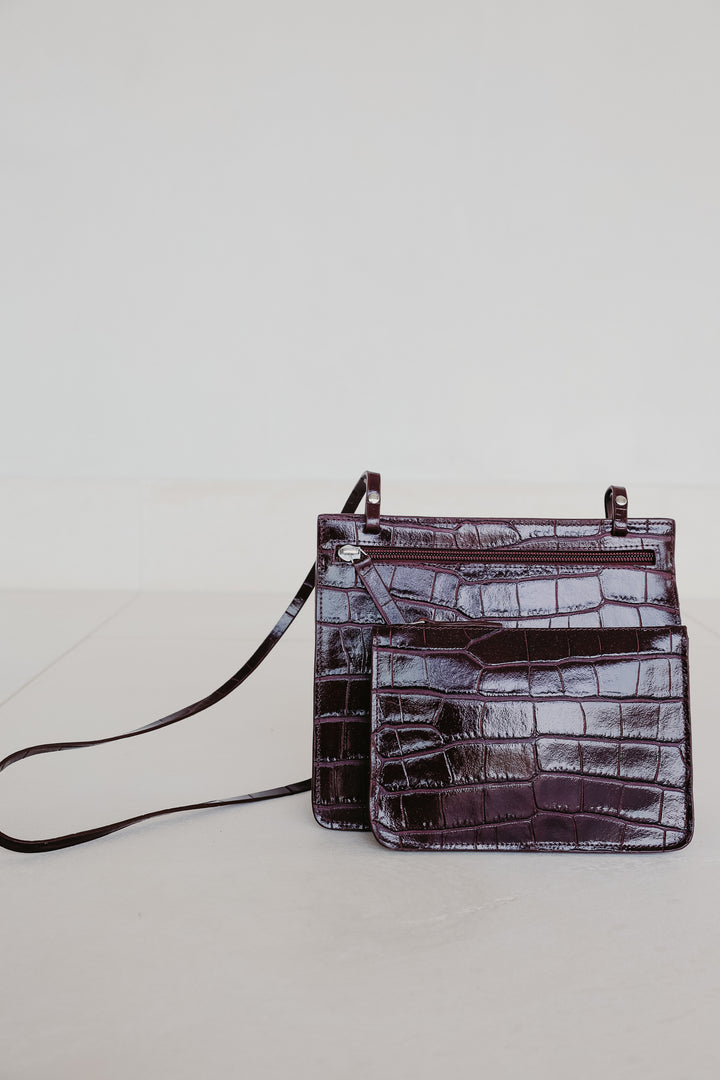 Double Pouch | Burgundy Croco