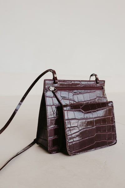 Double Pouch | Burgundy Croco